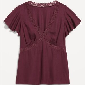 Old Navy Lace-Trim V-Neck Crepe Top